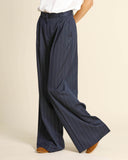 Pantaloni gessati con filo di lamè