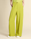 Pantaloni fluidi in viscosa e lino