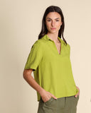 Camicia in viscosa e lino
