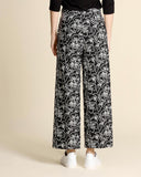 Pantaloni ricamati in cotone e lino