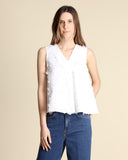 Top in cotone ricamato