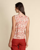 Top in cotone e lino ricamato