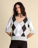 Intarsienpullover mit Diamanten