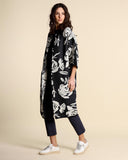 Maxi-Jacquard-Strickjacke