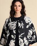 Maxi-Jacquard-Strickjacke