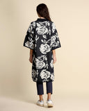 Maxi-Jacquard-Strickjacke