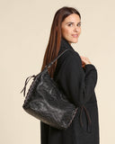Borsa intreccaita in pelle
