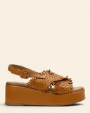 Sandali in pelle con zeppa