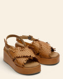 Sandali in pelle con zeppa