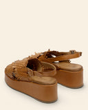 Sandali in pelle con zeppa
