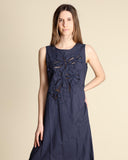 Abito lungo in cotone ricamato