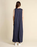 Abito lungo in cotone ricamato