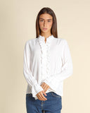 Camicia con ruches in misto seta