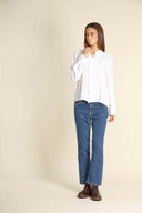 Camicia con ruches in misto seta