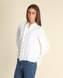 Camicia con ruches in misto seta