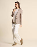 Giacca gessata in jersey