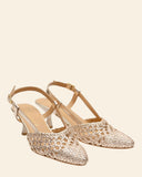 Sling back in pelle intrecciata