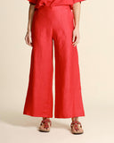 Pantaloni jacquard in lino