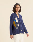 Cardigan patch con intarsio