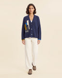 Cardigan patch con intarsio
