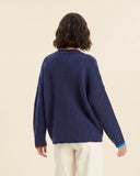 Cardigan patch con intarsio