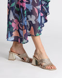 Sandali con tacco in pelle intrecciata