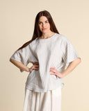 Blusa in lino e viscosa