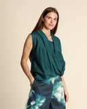 Top in cotone e seta