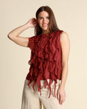 Top in cotone e seta