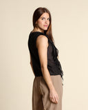 Top in cotone e seta