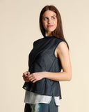 Top in cotone e seta