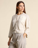 Cardigan in cashmere, seta e lana con ricamo