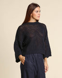 Maglia traforata in cashmere, seta e lana
