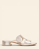 Sandali con tacco in pelle laminata
