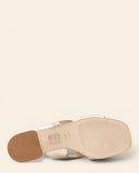 Sandali con tacco in pelle laminata