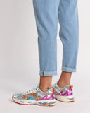 Sneakers in pelle e tessuto