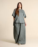 Pantaloni ampi in lino e viscosa