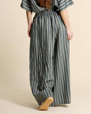 Pantaloni ampi in lino e viscosa