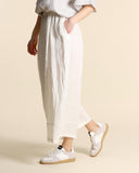 Pantaloni ampi in lino e viscosa