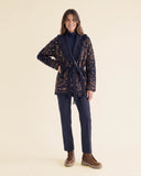 Cardigan jacquard con frange
