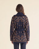 Cardigan jacquard con frange