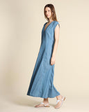 Robe longue en denim léger