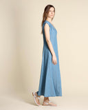 Robe longue en denim léger