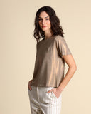 Laminated jersey T-shirt