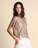 Laminated jersey T-shirt