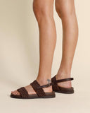 Sandali in pelle scamosciata intrecciata