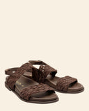 Sandali in pelle scamosciata intrecciata