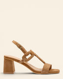 Sandali con tacco in pelle scamosciata