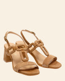 Sandali con tacco in pelle scamosciata