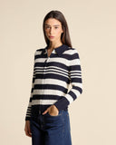 Cardigan traforato a righe in cotone